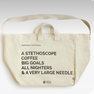 Figs Sold Out Canvas Tote “This Bag Contains: A Stethoscope, Coffee…”